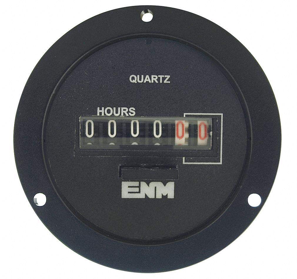 ENM Hour Meter T55A2B - 6-Digit Round Bezel 120VAC Operating Voltage for Industrial Equipment, Generators & Machinery Usage Tracking