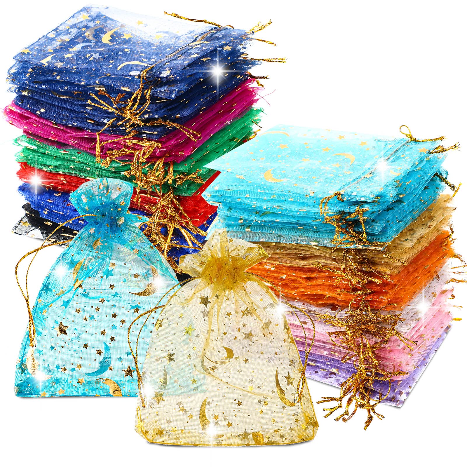 300 Pcs Moon Star Organza Bags - 3.5