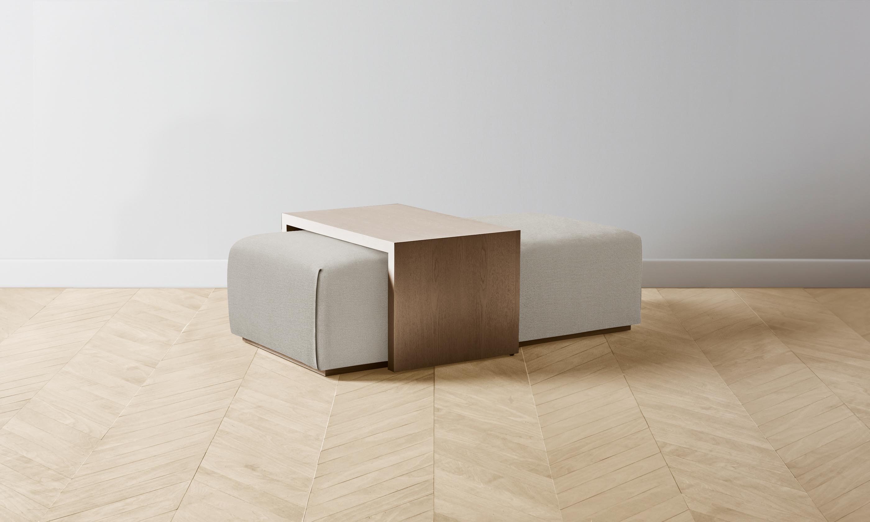 The Bowery Ottoman - Performance Linen Weave Beige Storage Bench with Removable Cushion | Modern Living Room, Bedroom & Entryway Furniture for Small Spaces