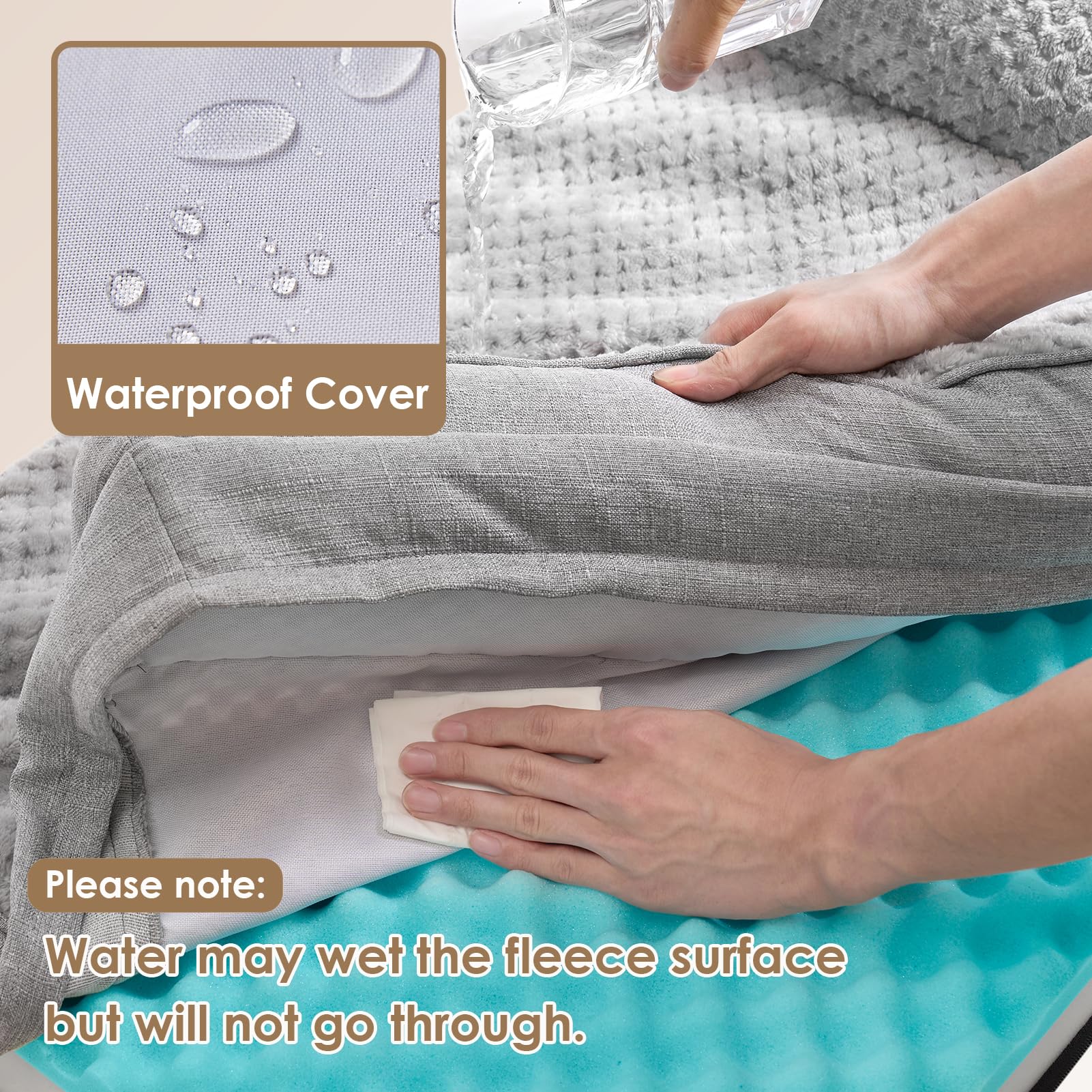 Orthopedic Memory Foam Dog Bed for Medium Dogs - Waterproof, Washable Removable Cover, Non-Slip Pet Bed Couch (30x20x6 Inches, Grey) - Perfect for Crates, Kennels & Home Comfort