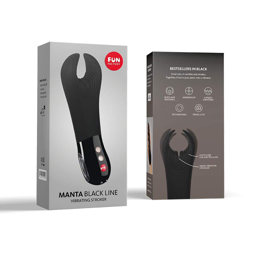 Fun Factory Manta - Rechargeable Vibrating Penis Stroker for Men - Waterproof & Body-Safe Silicone - Enhance Solo Play & Couples Intimacy - Perfect for Sensual Massage & Stimulation