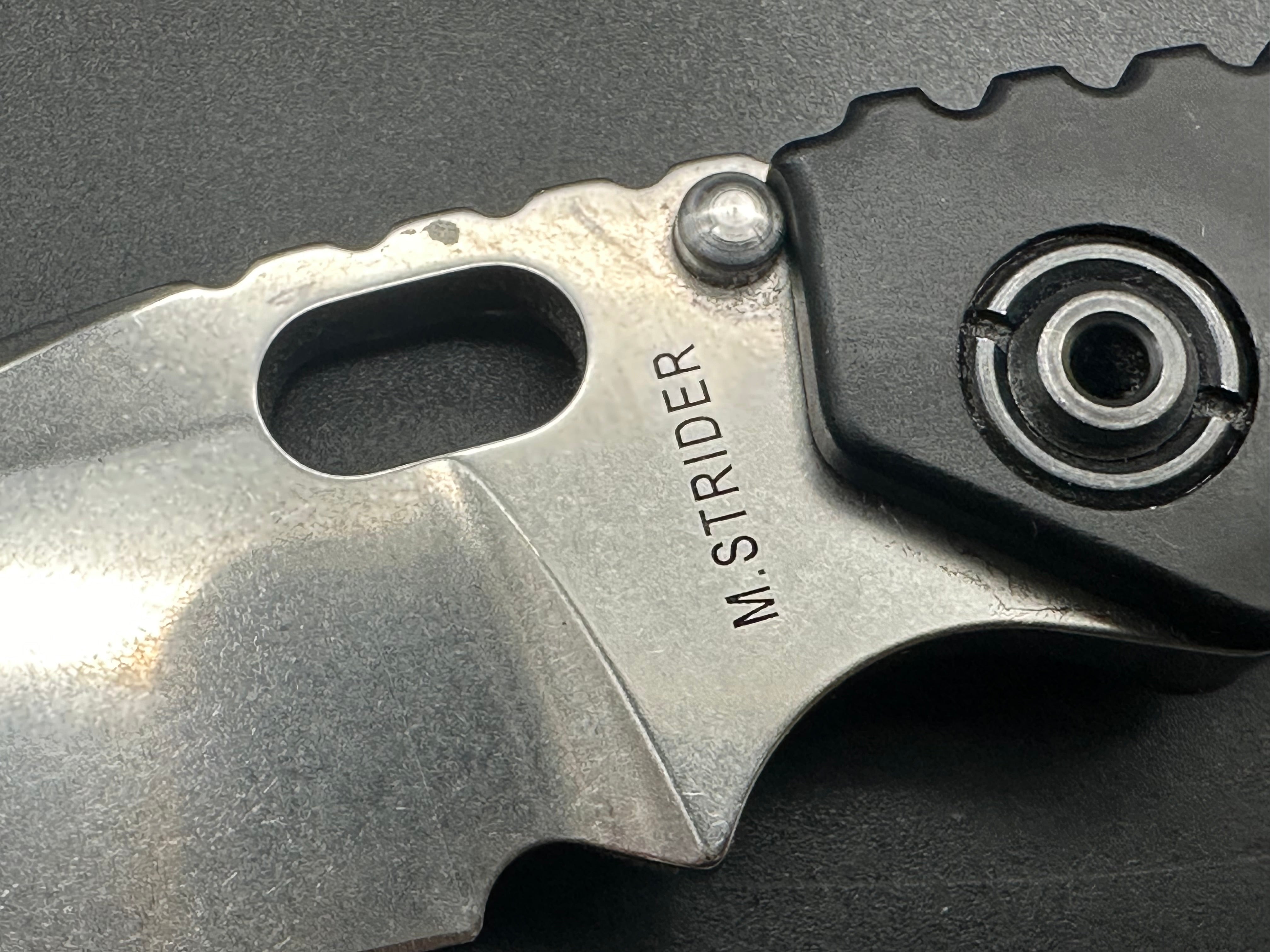 Strider SNG Knife with Logo - Black Aluminum & Flamed Titanium Handle - CPM20CV Steel Blade - EDC Tactical Folding Knife for Outdoor, Camping, and Survival