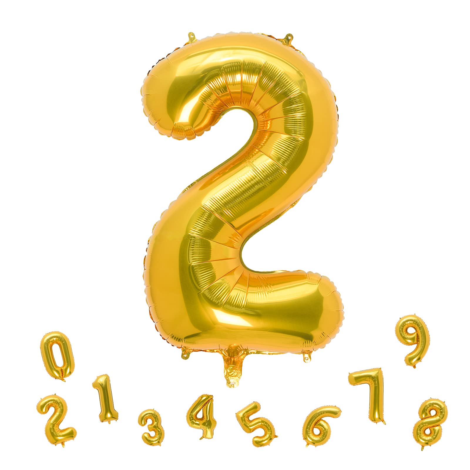 32 Inch Gold Number 2 Foil Balloon for Birthday Party Decorations - Large Metallic Two Balloon for Anniversary, Graduation, Baby Shower & Celebration Decor