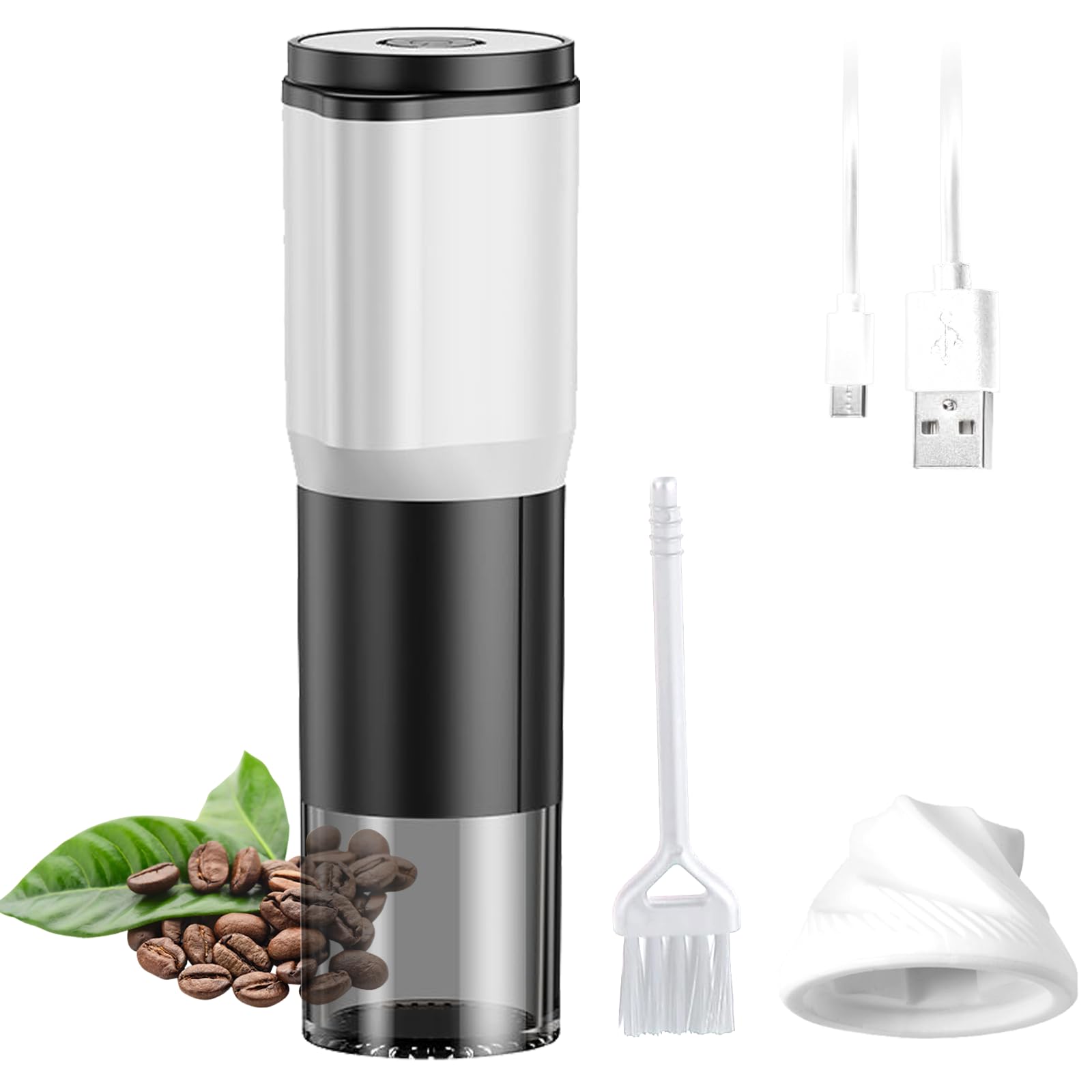 Premium Electric Coffee Grinder - Portable Stainless Steel Conical Burr Mill with Adjustable Settings (Fine to Coarse) for Espresso, French Press & Cold Brew - Perfect for Home, Office, Travel & Camping Use