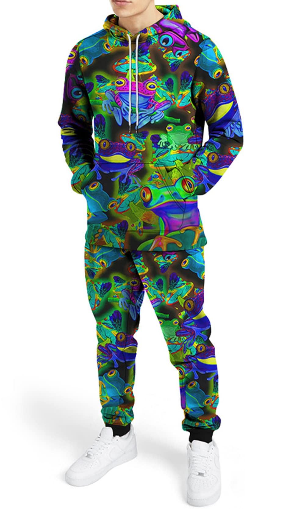 URVIP 3D Animal Print Pullover Sweatshirt & Jogger Sweatpants Set for Men and Women - Cozy Casual Outfit for Lounge Wear, Street Style & Gym Fashion