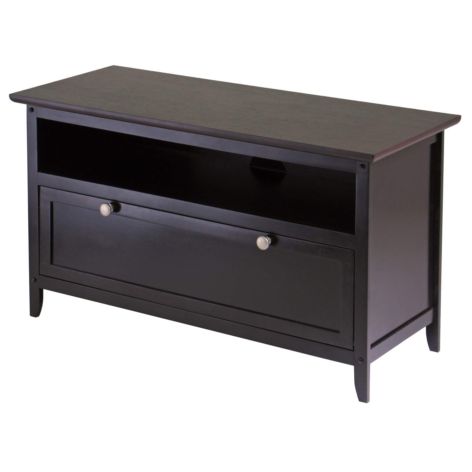 Winsome Zuri TV Stand for Flat Screen TVs - Espresso Finish, Modern Entertainment Center for Living Room & Home Theater