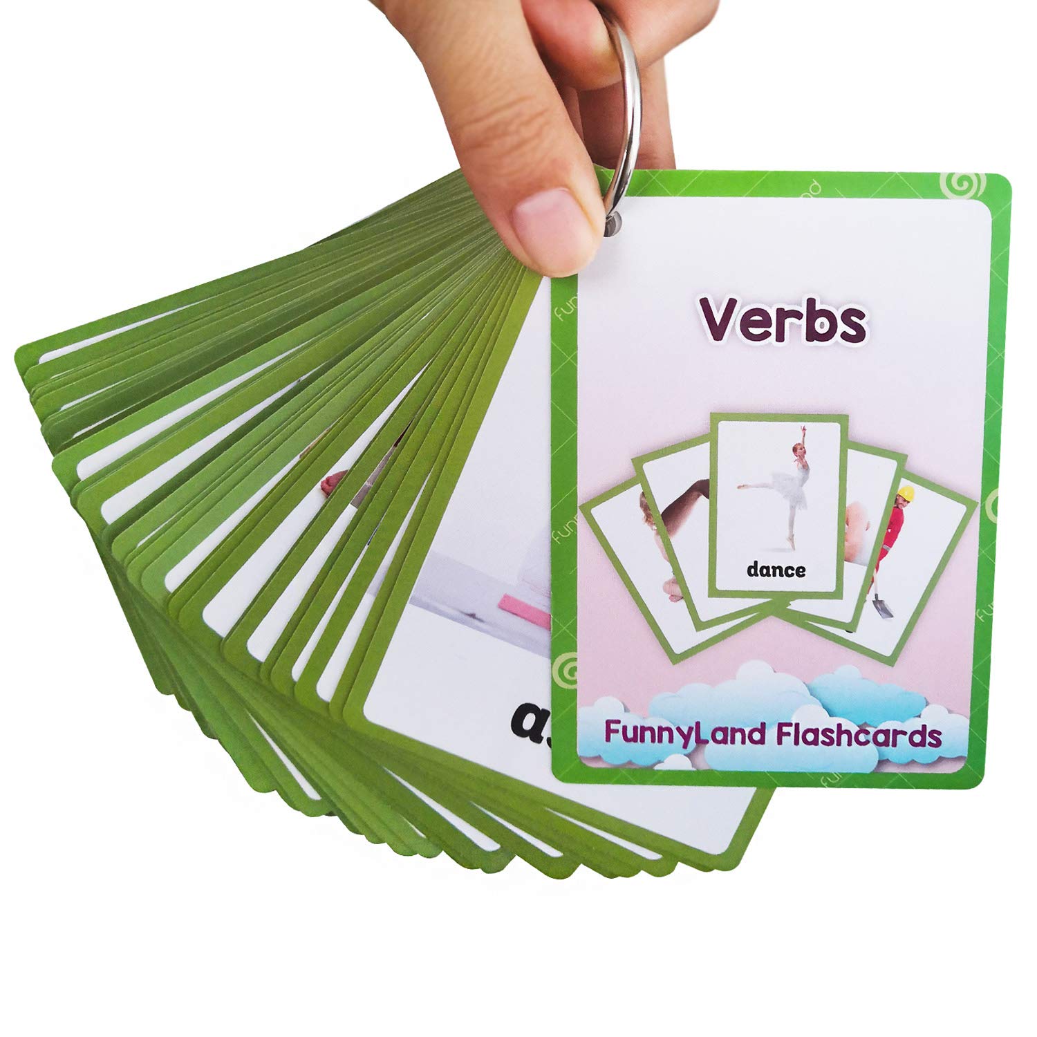 Educational English Verb Flash Cards for Kids - Preschool Learning Toys, Pocket-Sized Vocabulary Cards for Toddlers & Children | Perfect for Homeschooling, Classroom Activities & Early Childhood Development