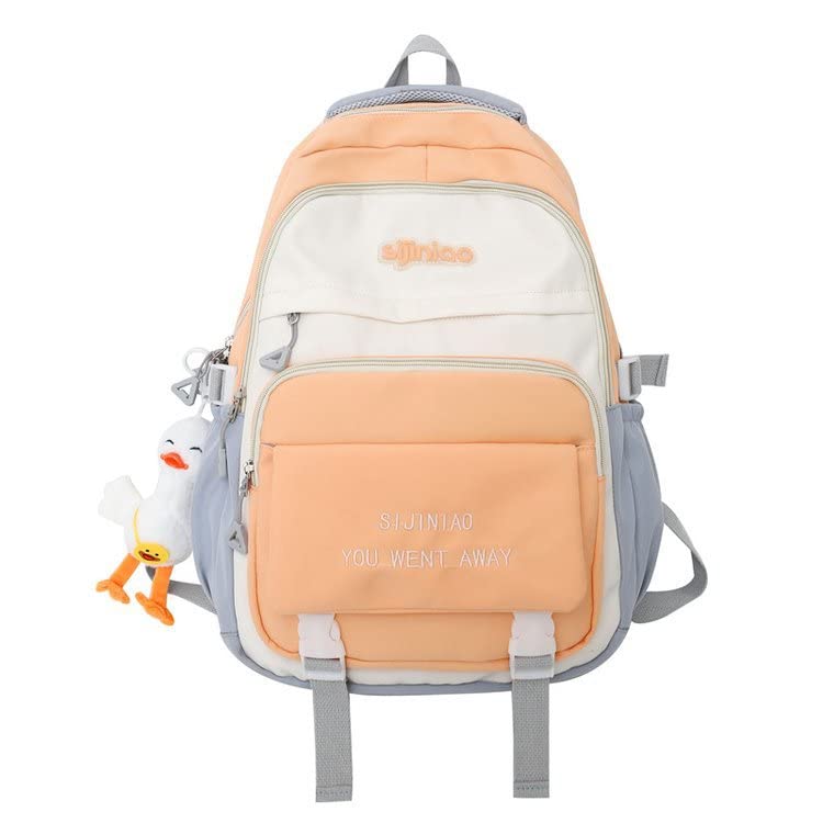 Cute Kawaii Backpack for Girls with Pins & Accessories - Stylish School Bag for Teens, Kawaii Fashion Gift for Back to School (Orange) - Perfect for Daily Use, Travel & Anime Conventions