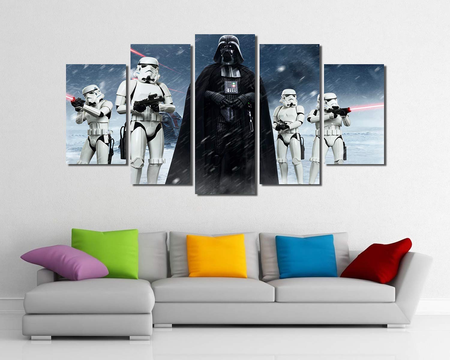 Star Wars Darth Vader & Stormtrooper Framed Canvas Wall Art Print - 60x32 Inch Premium Home Decor for Living Room, Bedroom & Office | Picture Sensations®