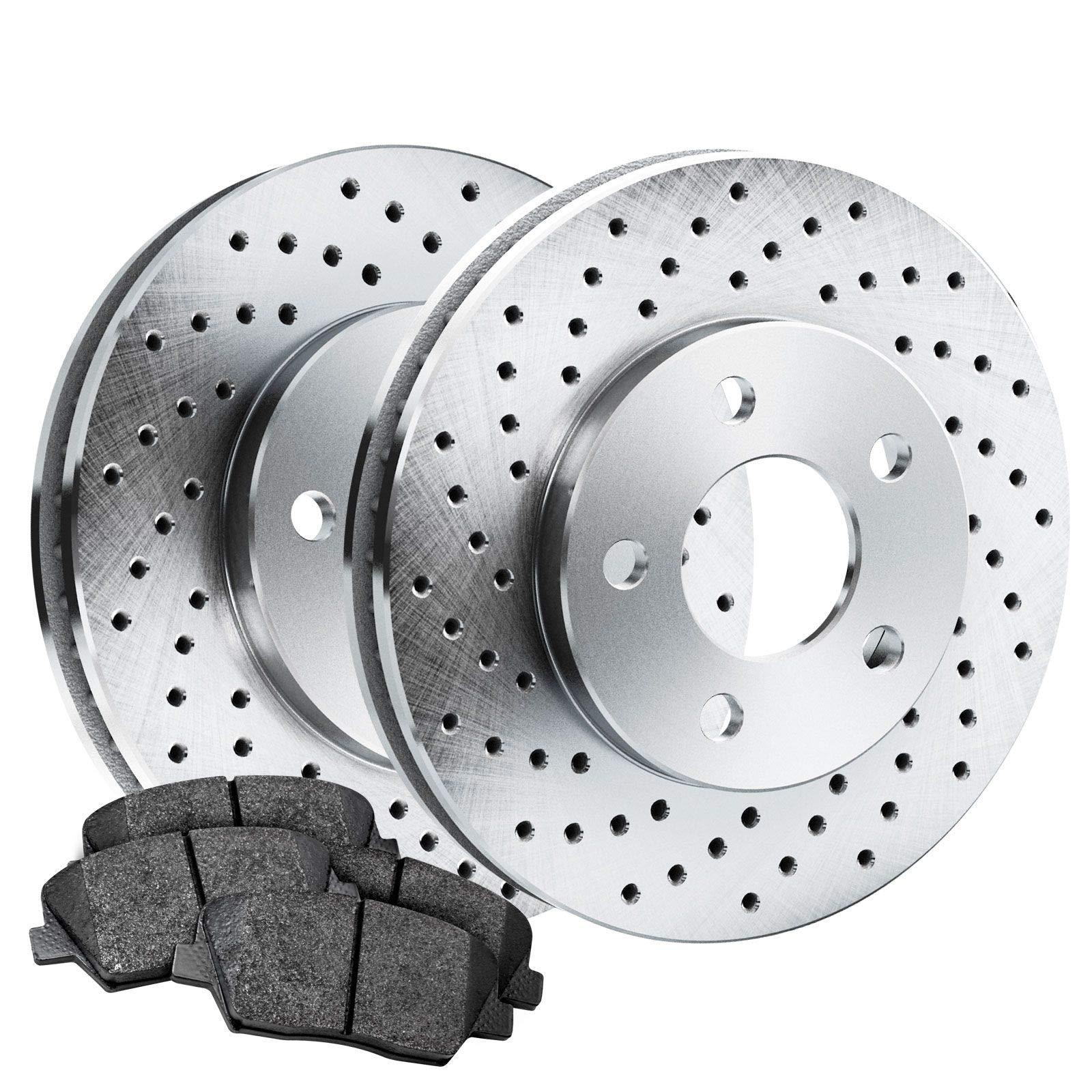 BLXR.03000.02 Power Sport Rear Drilled & Slotted Rotors with Ceramic Brake Pads - High-Performance Braking for Cars, Trucks & SUVs | Ideal for Racing, Off-Road & Daily Driving
