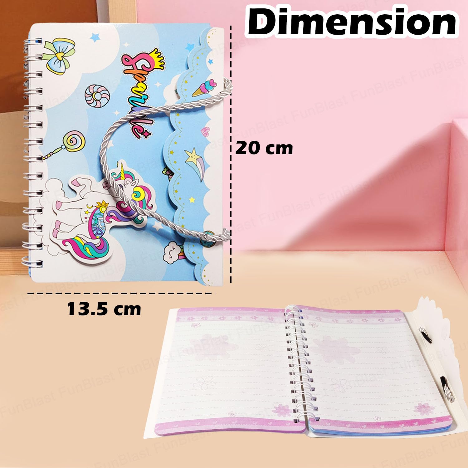 FunBlast Unicorn Spiral Notebook for Girls - A5 Ruled Journal with 120 Pages, Cute Spiral Bound Diary for Kids, Perfect School Supplies & Birthday Gift for Girls - Great for Note Taking, Journaling & Creative Writing in Classroom or Home
