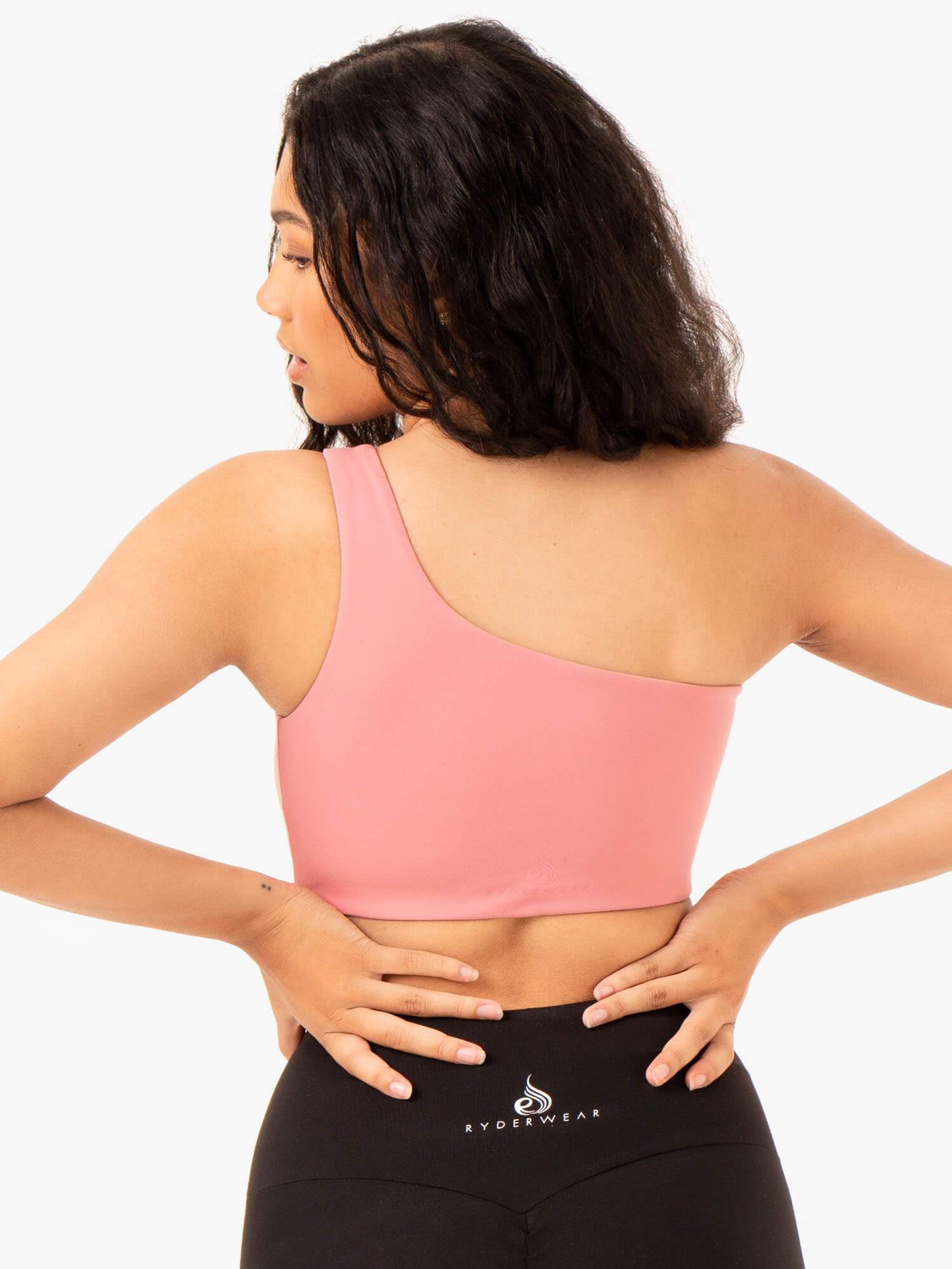 Adapt One Shoulder Sports Bra - Blush Pink - High Support Workout Top for Yoga, Running & Gym