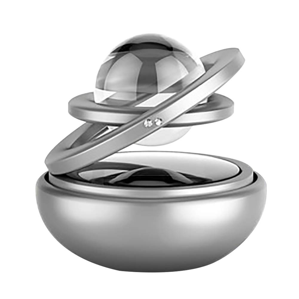 LUYANhapy9 Solar Powered Car Air Freshener - Dual Ring Rotating Hanging Auto Freshener Purifier - Silver Interior Car Accessories & Gift for Men Women - Perfect for Cars, Trucks, SUVs & Office Spaces
