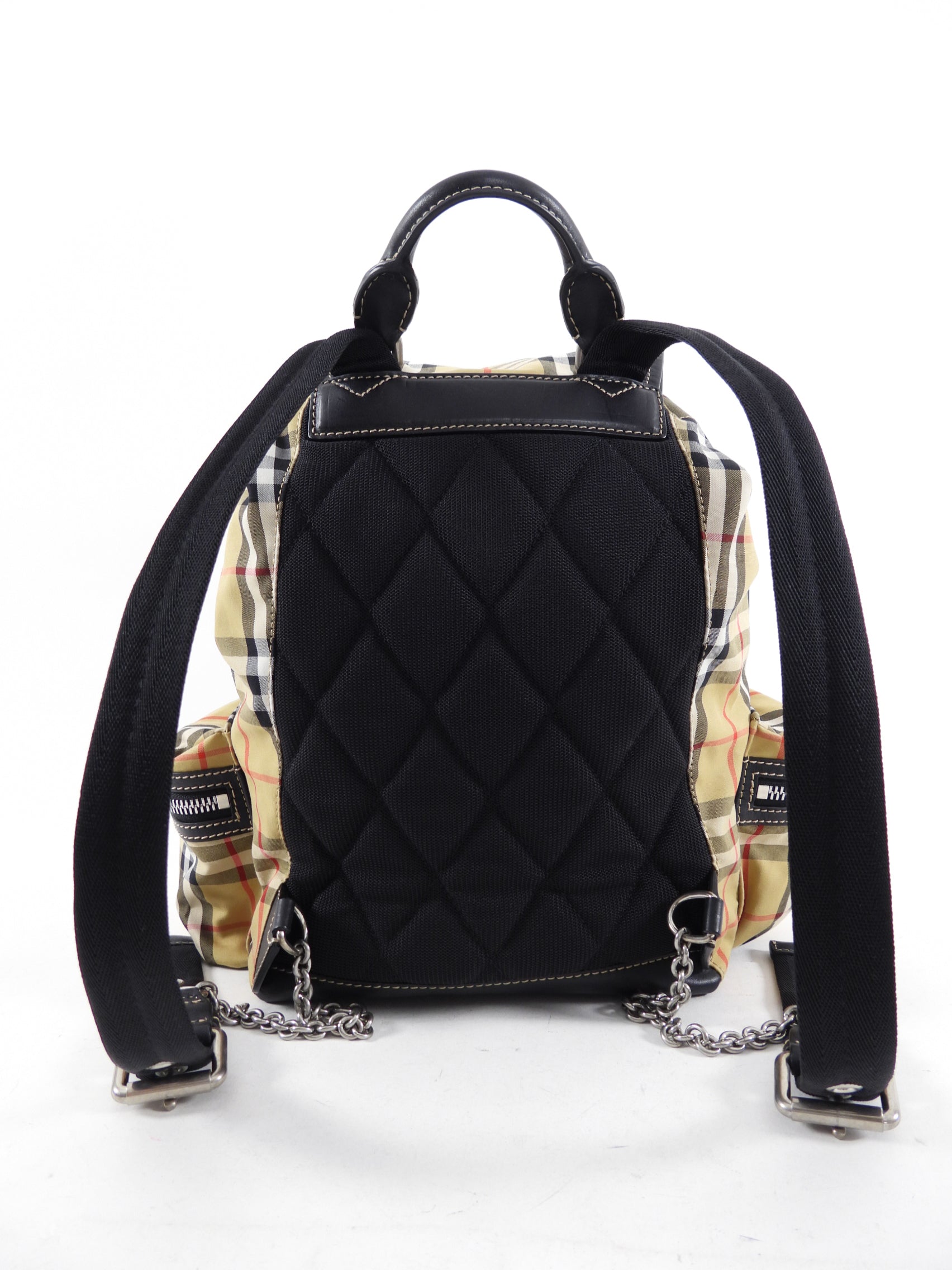 Burberry Large Check Fabric and Leather Backpack for Women & Men - Stylish Designer Travel Backpack for Work, School & Daily Commute
