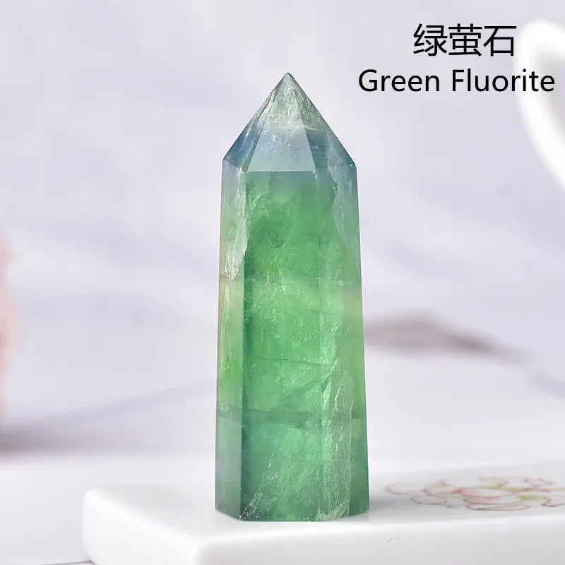 Natural Green Moss Agate Crystal Point - 60-70mm Transparent Quartz Stone for Home Decor, Feng Shui, Jewelry Making & Healing Meditation (1PC)