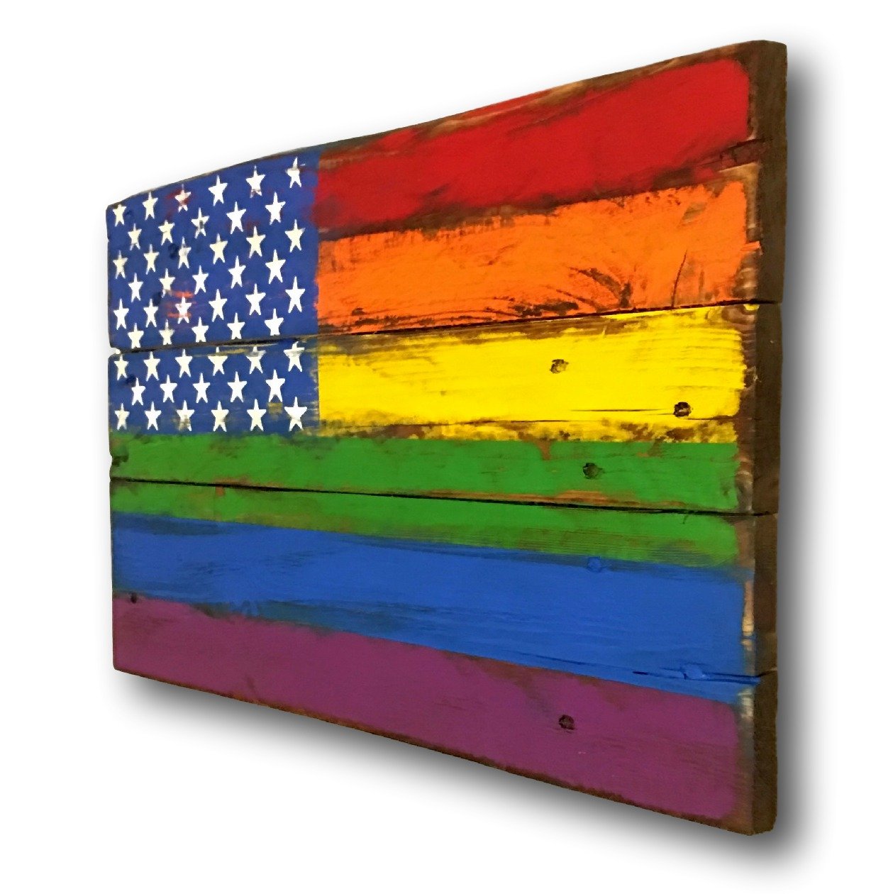 LGBTQ+ Pride Flag - Wooden Rainbow Flag for Wall Decor, Garden & Outdoor Display - Perfect for Pride Month, Parades, and LGBTQ+ Events