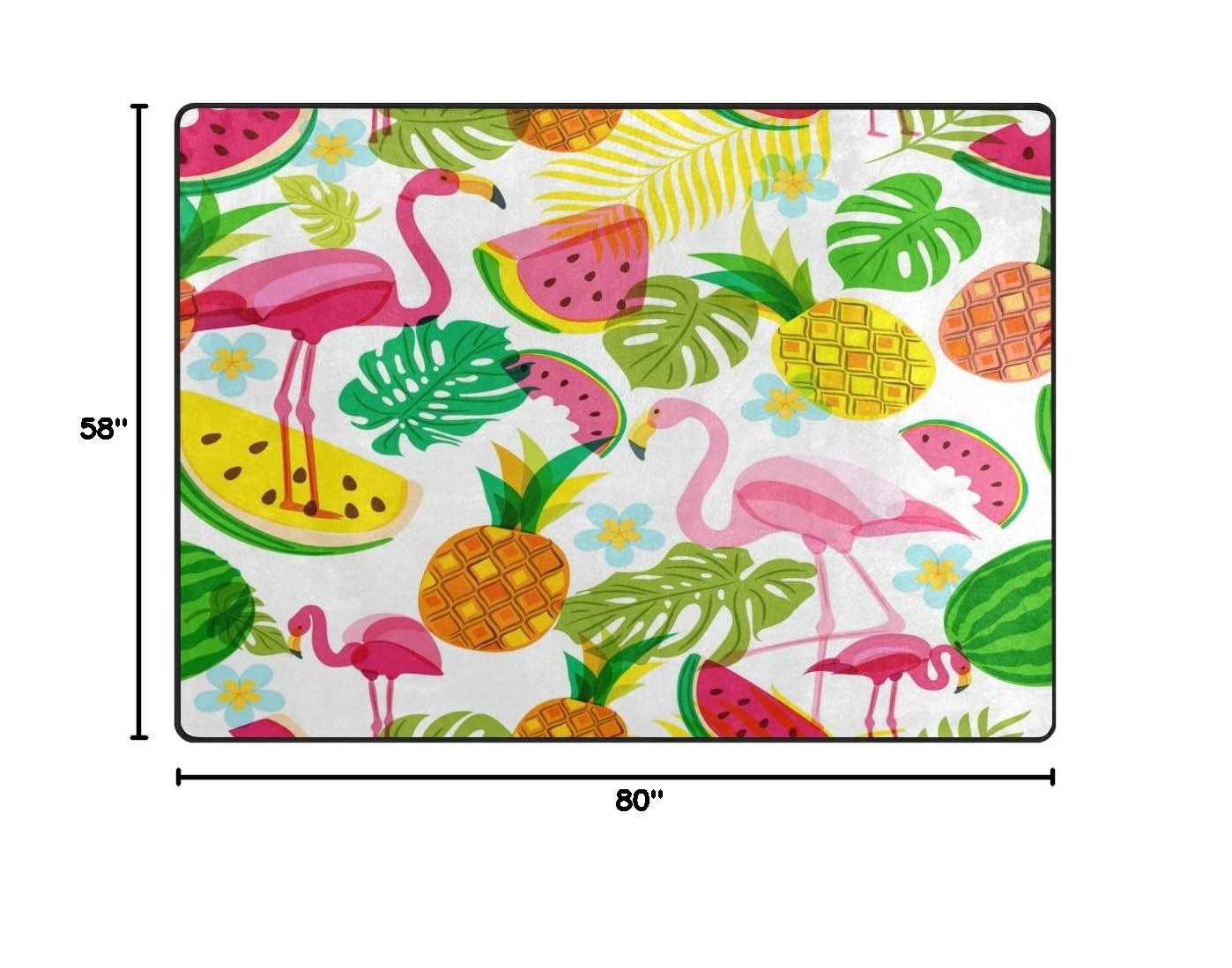 ALAZA Tropical Summer Flamingo Palm Tree Watermelon Pineapple Fruit Pattern Non-Slip Area Rug 7' x 5' for Living Room, Bedroom, Dorm - Soft & Durable Floor Mat for Beach House Decor, Kids Room, Vacation Home