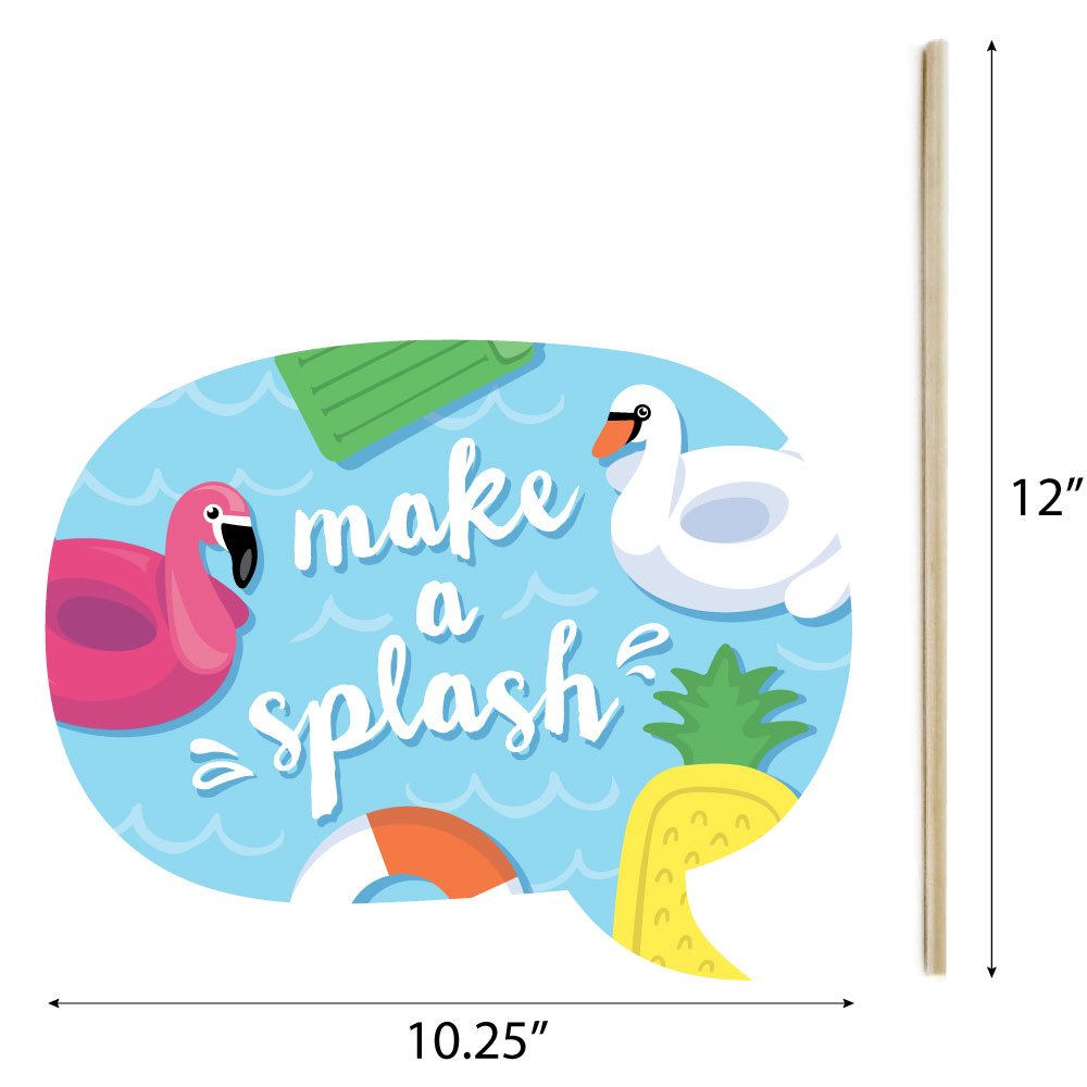 Make a Splash Pool Party Photo Booth Props Kit - 20 Count Summer Swimming & Birthday Party Decorations - Fun Beach Party, Backyard BBQ, Kids Celebration Accessories
