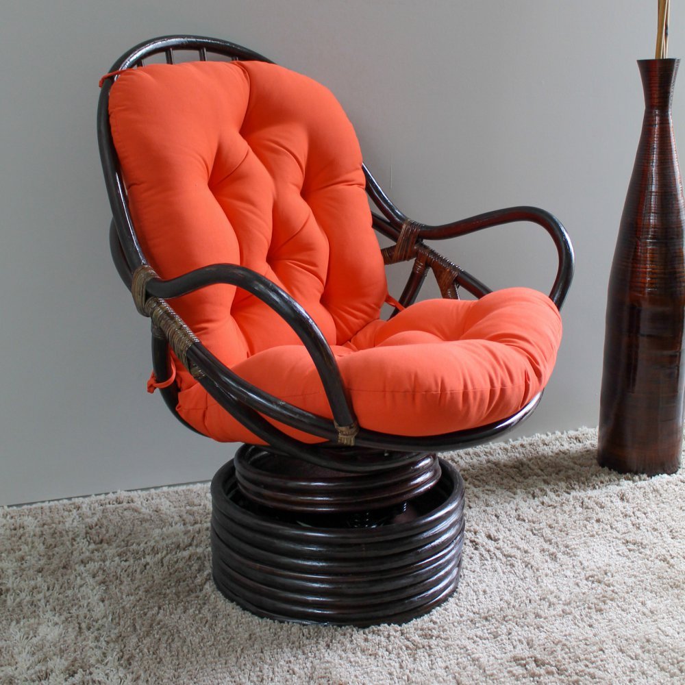 International Caravan Swivel Rocker Chair with Twill Cushion - Comfortable Living Room Furniture for Relaxing, Reading & Nursing - Perfect for Home, Office & Nursery Decor