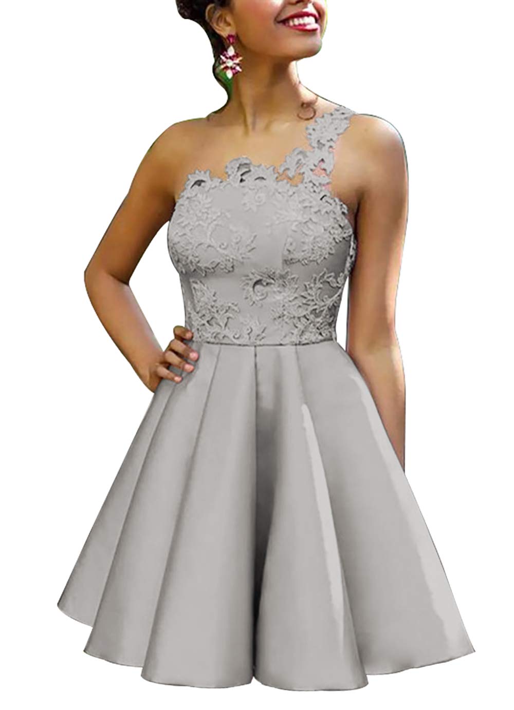 Elegant One Shoulder Lace Homecoming Dress | A-Line Prom & Cocktail Party Dress for Women | Perfect for Dances, Weddings & Special Occasions