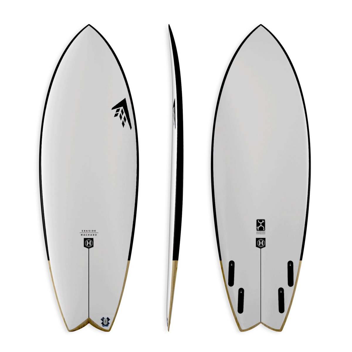 Machado Seaside 5'11 Surfboard - Helium Black with Futures Fins - Perfect for Small to Medium Waves & Beach Break Surfing