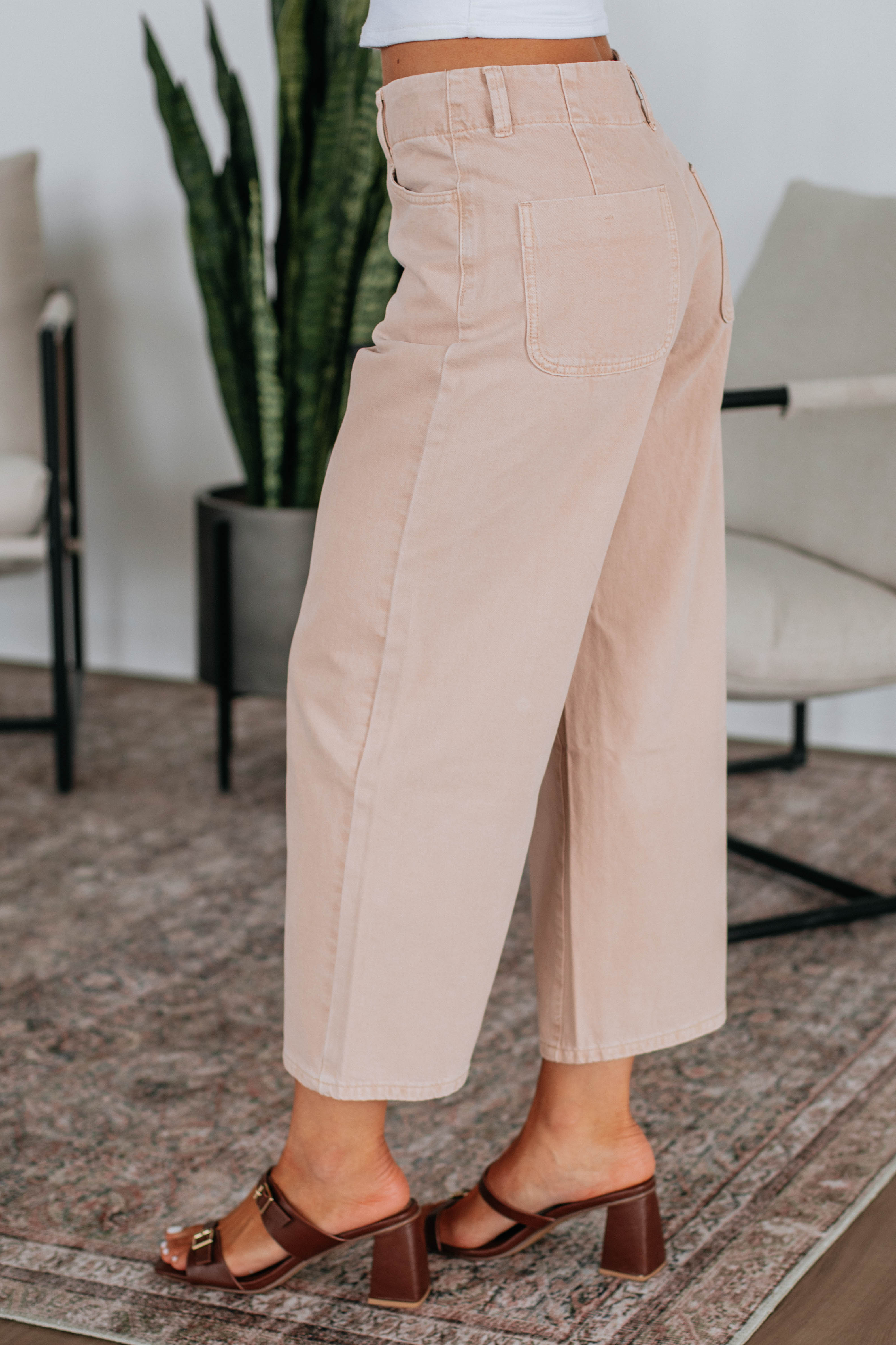 Blithe Wide Leg Pants for Women - High Waisted Linen Trousers in Sunkissed Beige | Comfortable Summer Casual Pants for Office, Travel & Everyday Wear