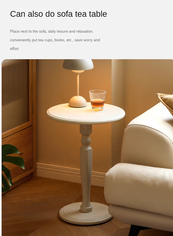 Solid Oak Wood Side Table - Cream Finish - Perfect for Living Room, Bedroom, or Office Accent Furniture