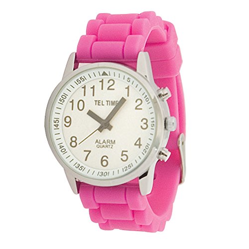 Women's Touch Talking Watch with Large Display & Pink Rubber Strap - Spanish Voice - Perfect for Visually Impaired & Elderly Users
