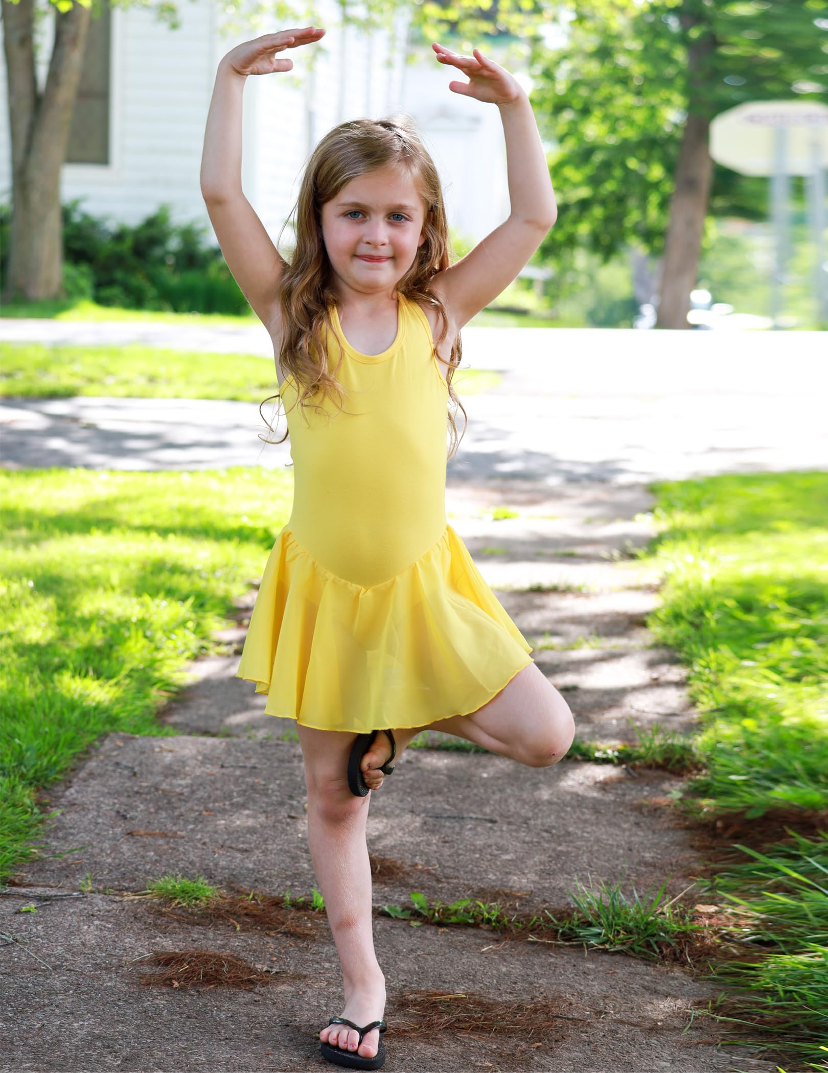 Arshiner Girls Ballet Leotard with Skirt - Sleeveless Dance Dress for Kids - Hollow Back Design - Perfect for Ballet Class, Recital & Performance