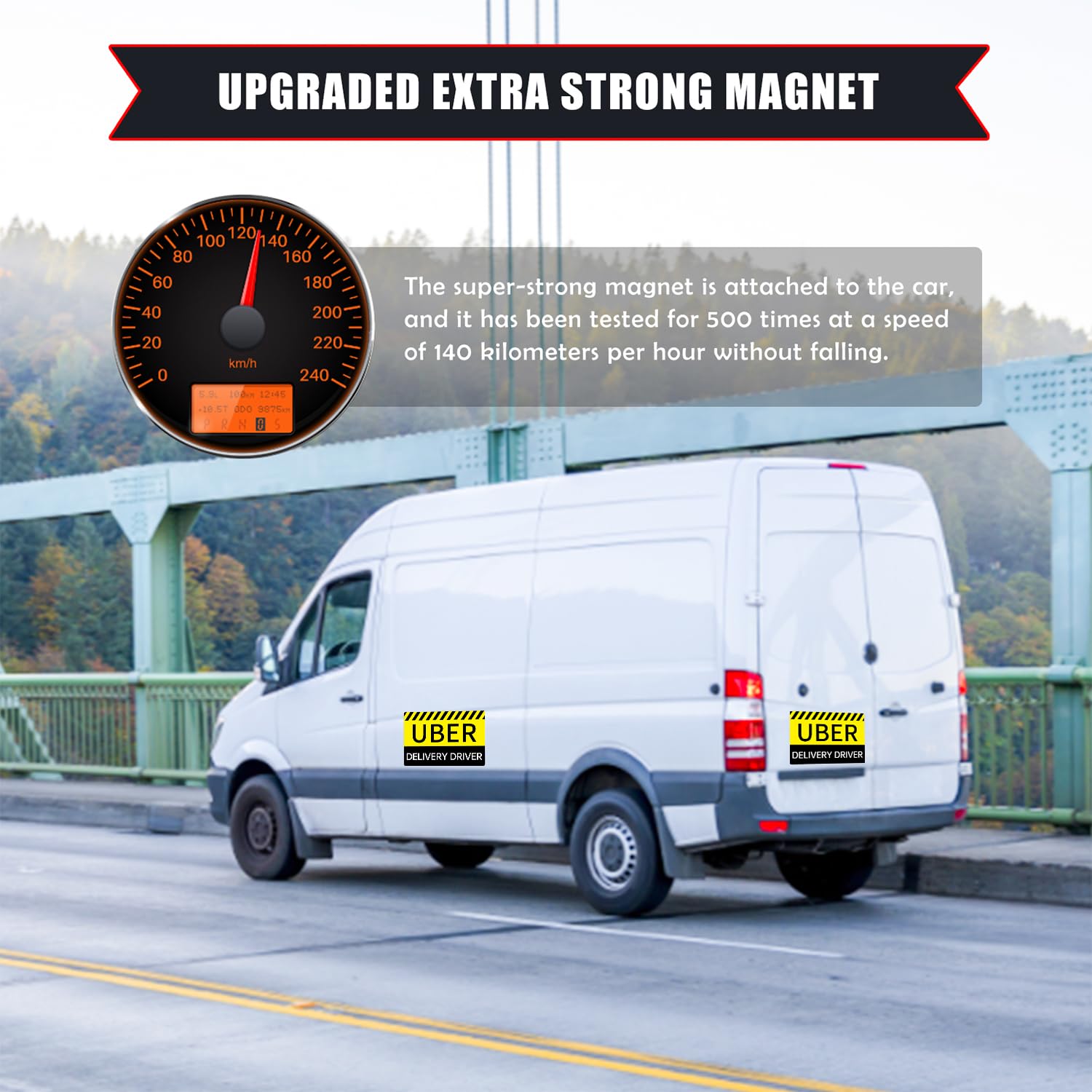 2-Pack Strong Magnetic Waterproof Car Signs for Delivery Drivers - Reusable 11.8