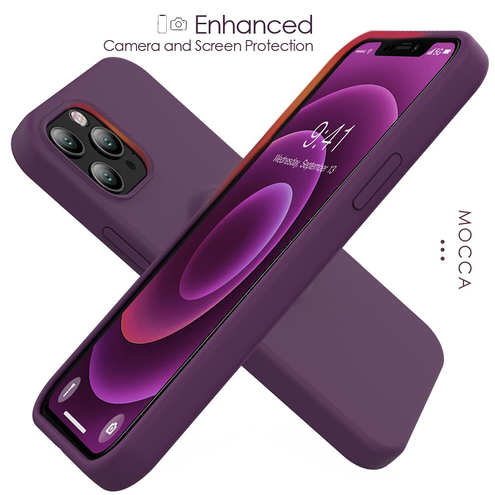 MOCCA iPhone 12 Pro Max Case 6.7 Inch with Ring Kickstand - Shockproof Protective Cover with Soft Microfiber Lining | Anti-Scratch Full Body Protection | Perfect for Work, Travel & Outdoor Activities (Grape)