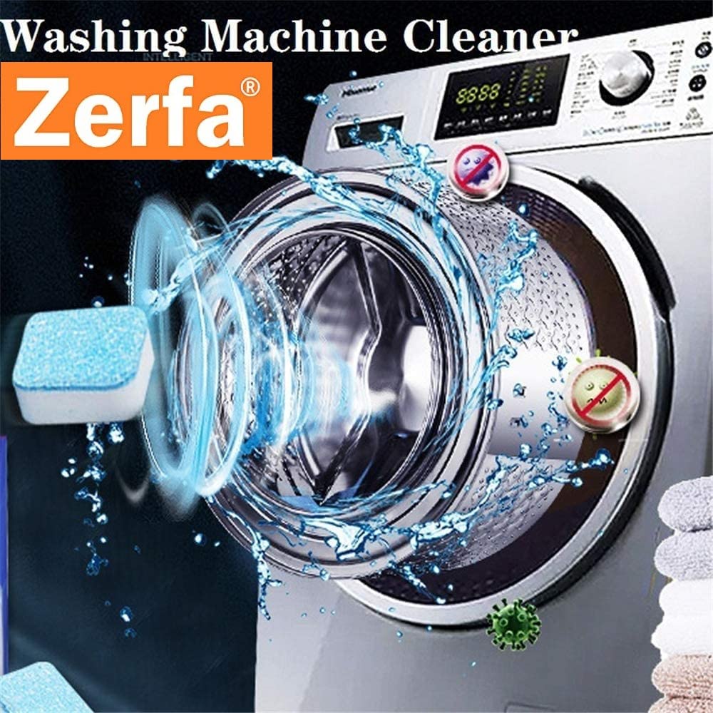 Zerfa 24-Pack Washing Machine Deep Cleaner & Descaling Tablets - Effective Stain Remover for All Front & Top Load Washers - Perfect for Automatic Tub & Drum Cleaning - Ideal for Laundry Maintenance & Odor Removal