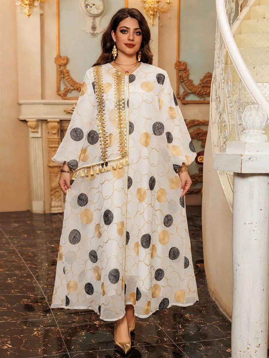 Elegant Eid Embroidery Mesh Caftan Dress for Women - Breathable Floral Lace Kaftan for Special Occasions & Summer Parties - Perfect for Eid Celebrations, Weddings, and Beach Vacations