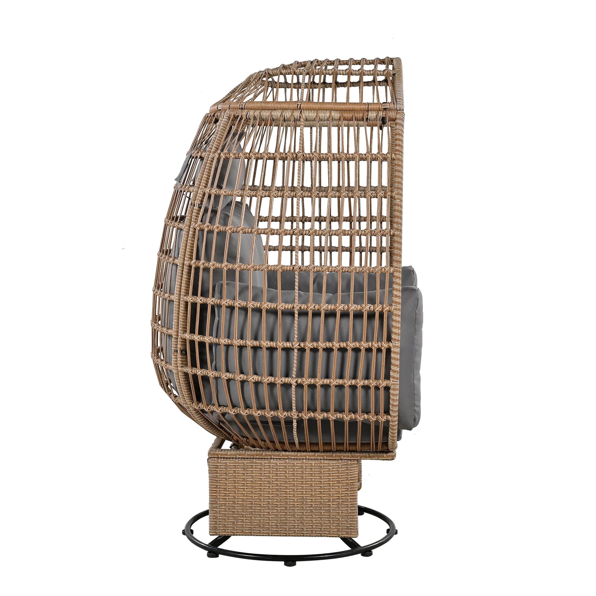 Outdoor Swivel Rocking Chair with Cushions - Rattan Egg Patio Chair for Balcony, Poolside, Garden - Perfect for Relaxing, Lounging & Sunbathing
