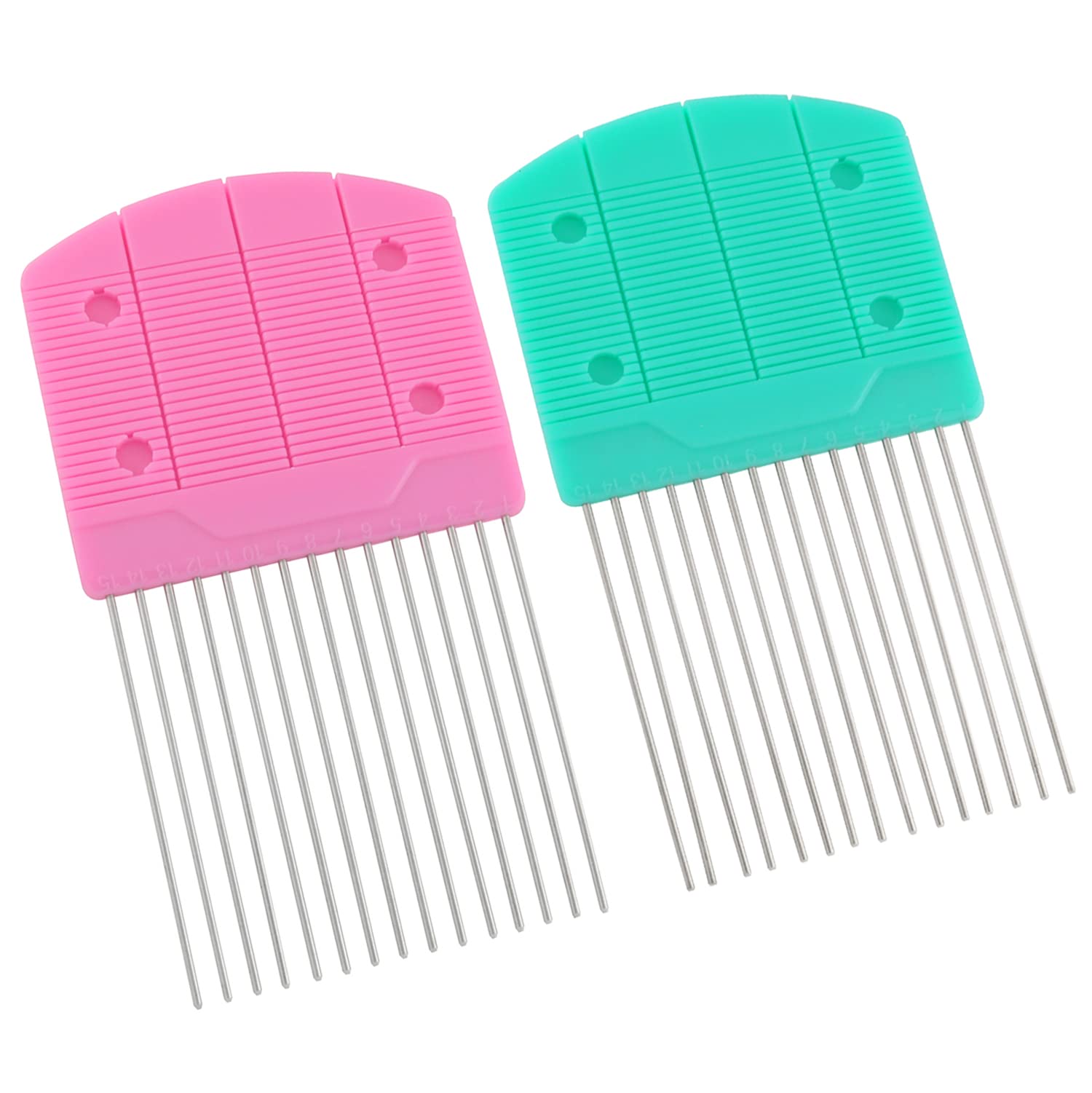 2PCS Quilling Comb Tool for DIY Paper Crafts - Blue and Pink Paper Quilling Comb Set, Origami Carding Art Supplies for Scrapbooking, Greeting Cards & Handmade Decorations