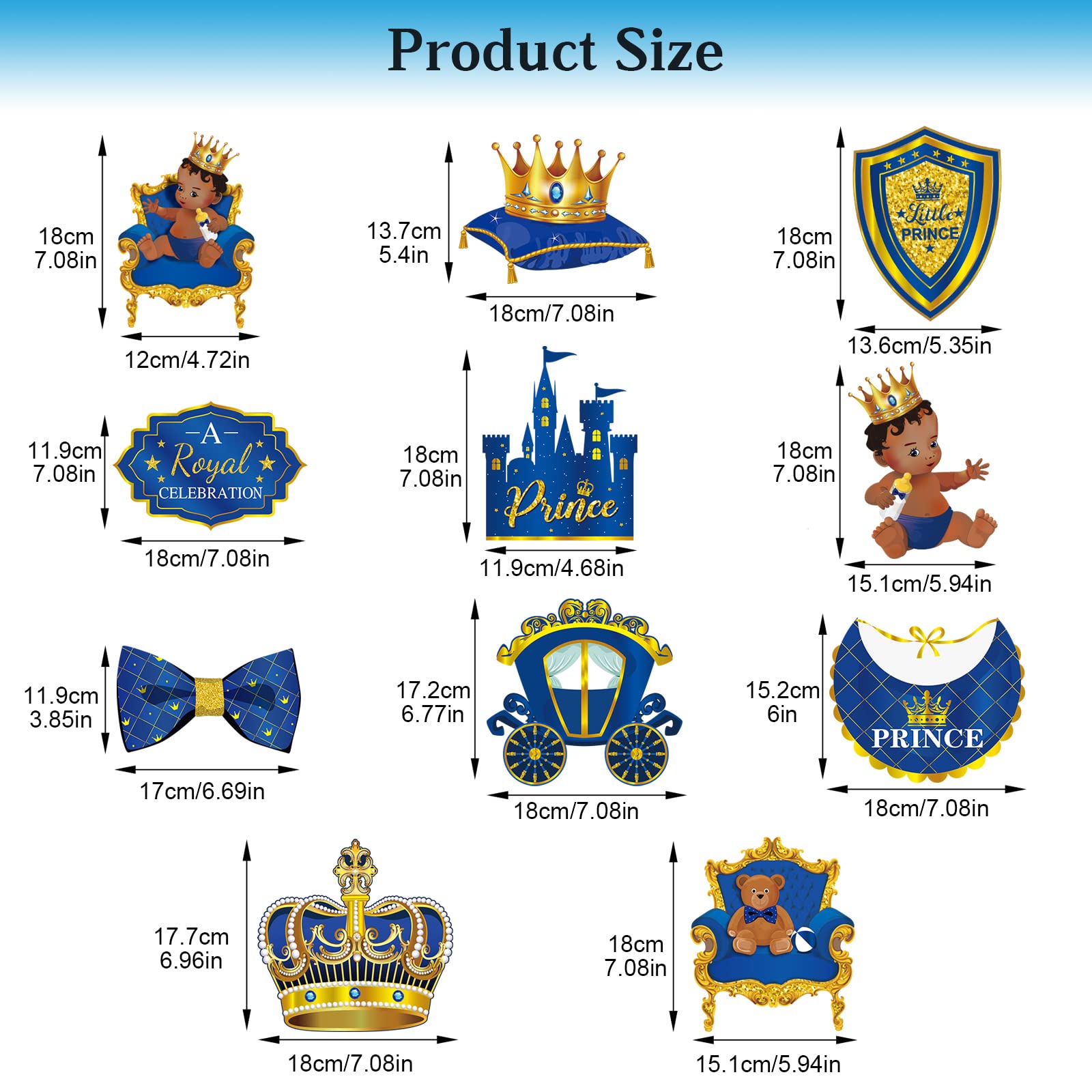 51 Pcs Royal Prince Party Hanging Swirl Decorations - Royal Blue Castle Crown Swirls for Baby Shower, Birthday & Themed Parties | Perfect for Boys' Prince-Themed Celebrations, Nursery Decor & Special Events