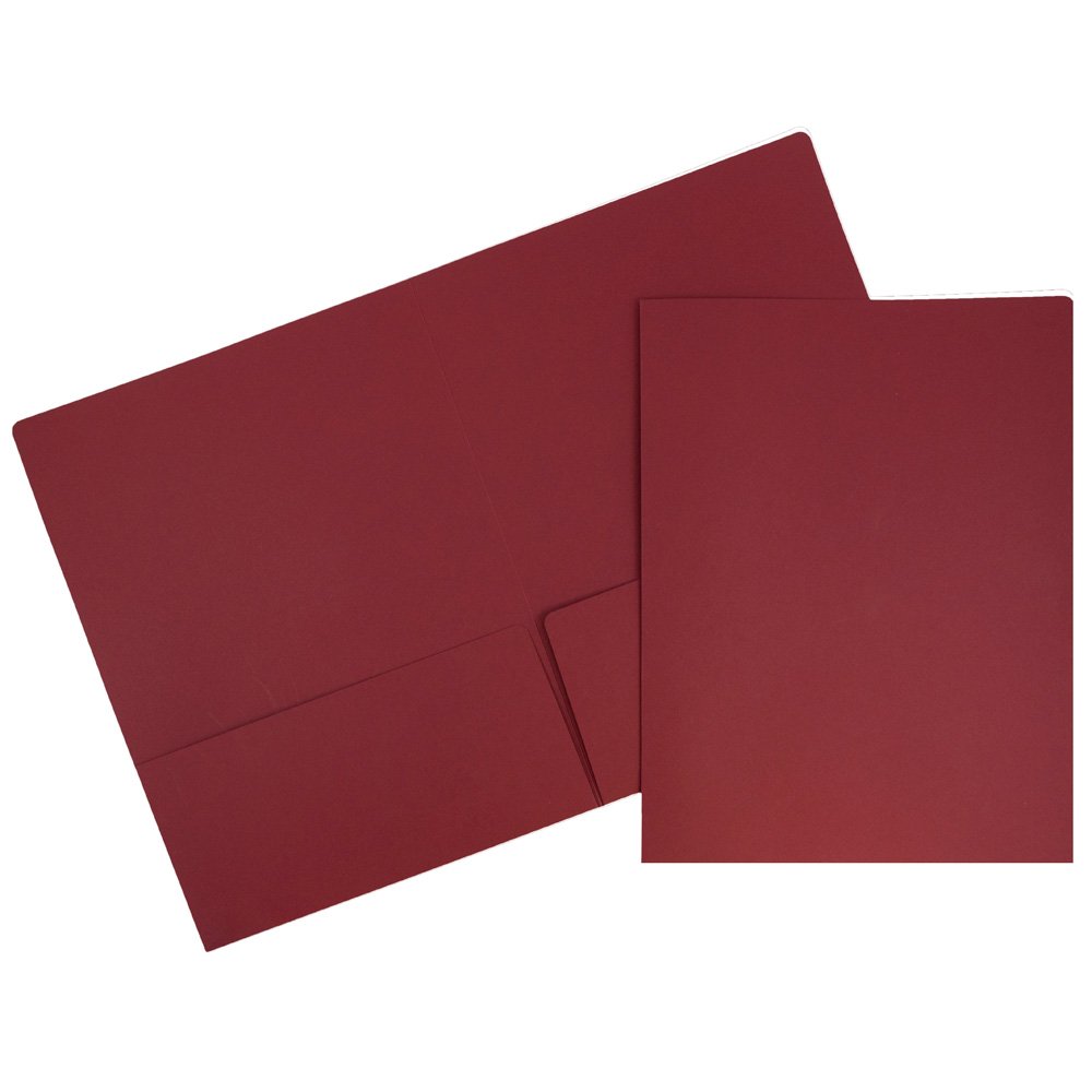 Premium Matte Cardstock Twin Pocket Folders - Dark Red - 50 Pack Bulk - Ideal for Office, School, Presentations & Document Organization