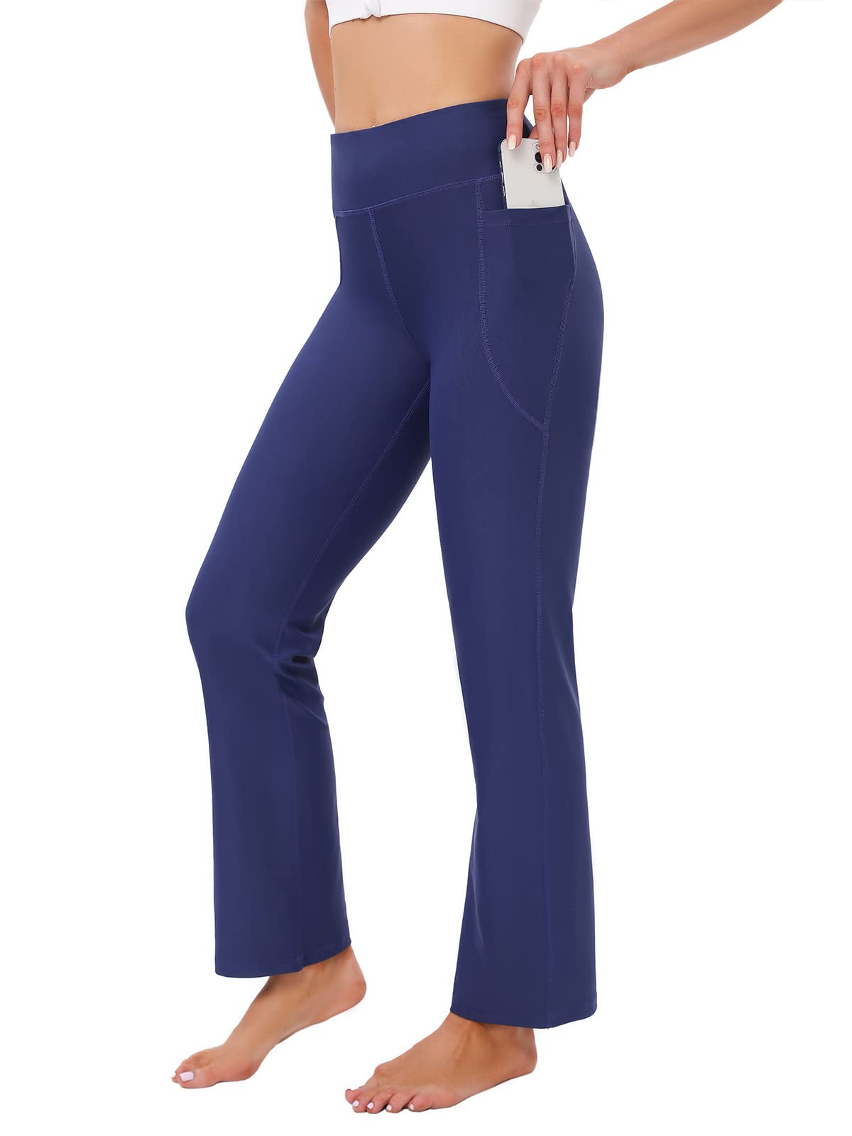 FOPNEW Women's High Waisted Bootcut Yoga Pants with Pockets - Stretchy Bootleg Workout & Dress Pants for Office, Gym & Casual Wear