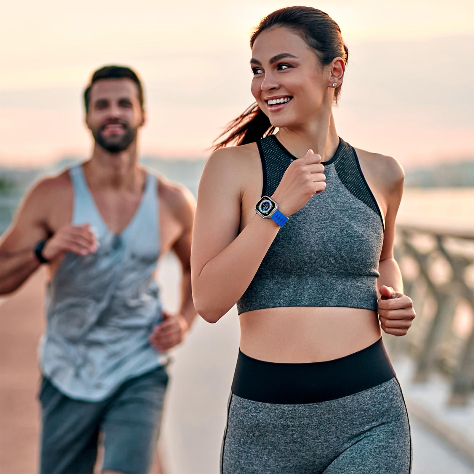 Premium Soft Silicone Sport Band Compatible with Apple Watch Ultra 2/Ultra/SE/Series 9/8/7/6/5/4/3/2/1 (38mm 40mm 41mm 42mm 44mm 45mm 49mm) - Durable Replacement Strap for Women & Men - Perfect for Swimming, Running & Outdoor Activities