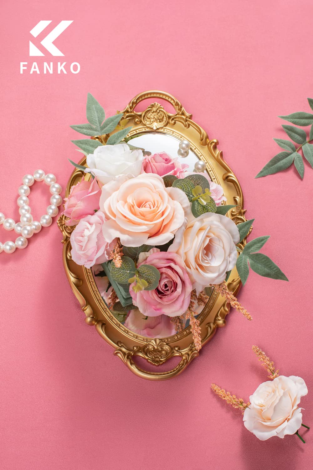 FANKO 12-Pack Artificial Silk Rose Flowers with Greenery - Realistic Fake Pink Roses for DIY Wedding Bouquets, Table Centerpieces, Party & Home Decor - Perfect for Bridal Showers, Baby Showers, and Romantic Home Decorations