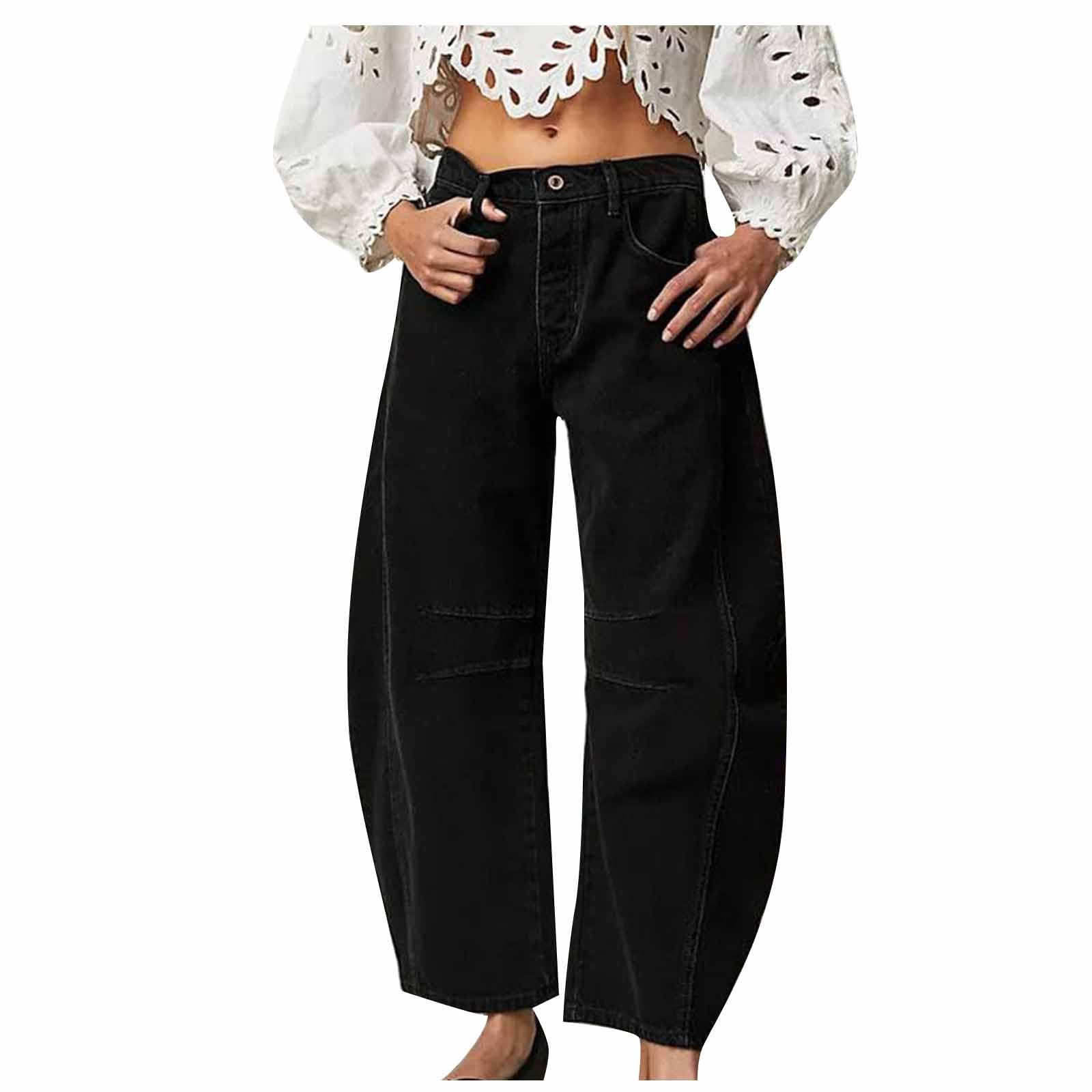 Jiemuxiu Women's Baggy Barrel Jeans - Mid Rise Wide Leg Loose Y2K Cropped Denim Pants with Pockets for Summer 2024 | Trendy Streetwear & Casual Outfit