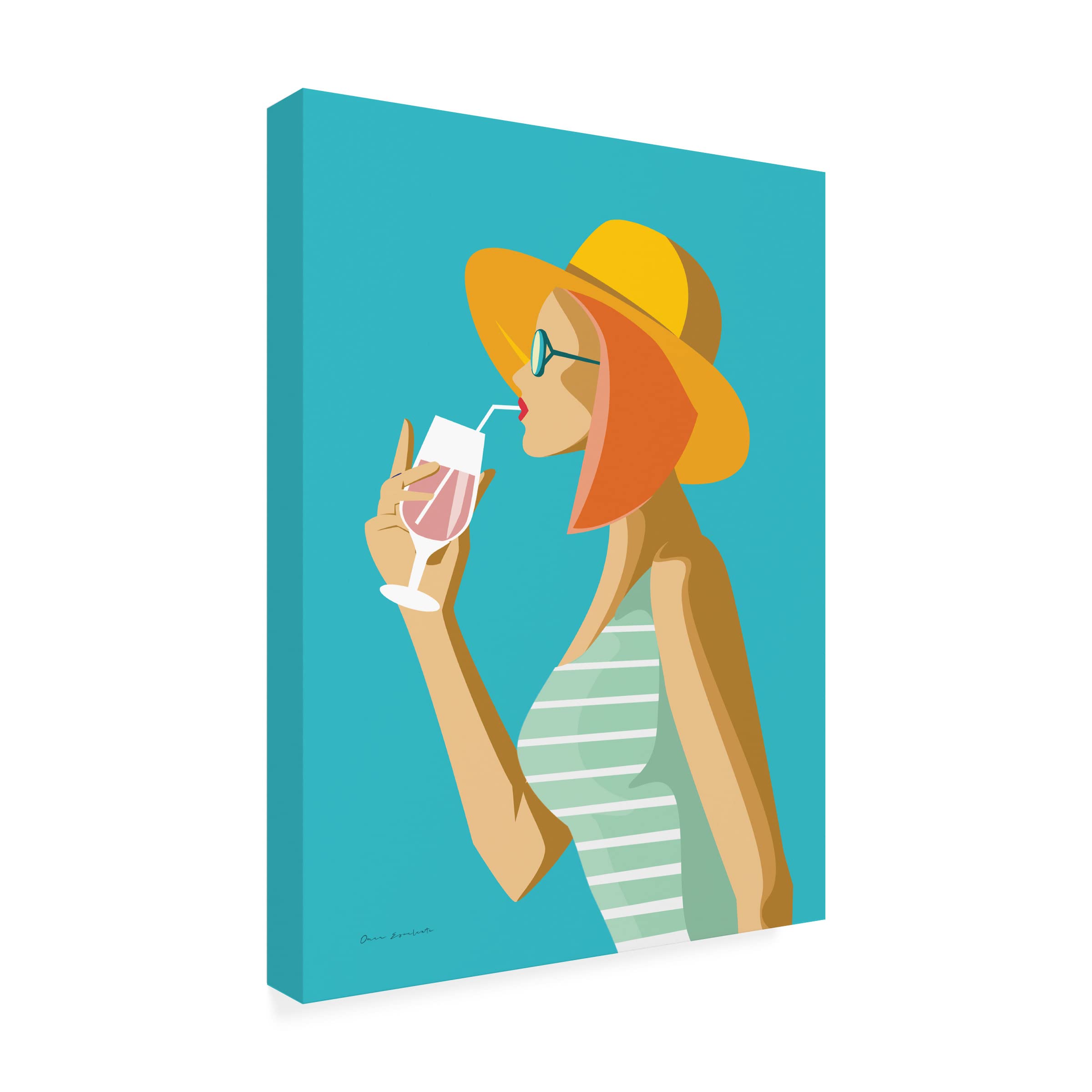 Omar Escalante 'Summer Girl I' Canvas Wall Art Print - 35x47 Inches - Modern Home Decor for Living Room, Bedroom & Office