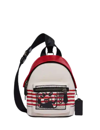 Coach Disney Mickey Mouse X Keith Haring Small West Backpack Crossbody Bag - Stylish Mini Backpack for Women, Trendy Disney Collection for Daily Use, Travel & Shopping
