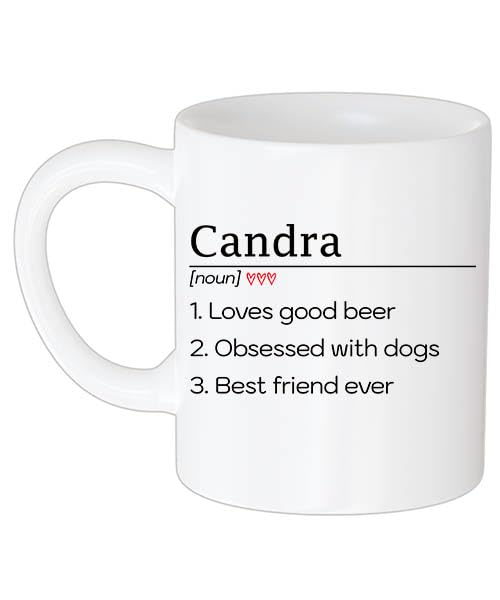 Personalized Candra Name Definition 11oz White Coffee Mug - Custom Name Mug for Her - Unique Gift Idea for Birthdays, Anniversaries & Office Use