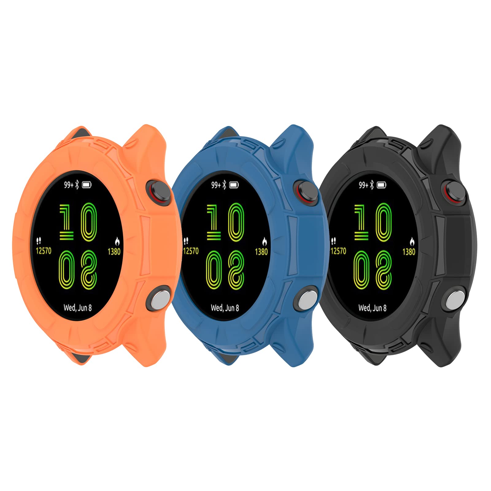 Garmin Forerunner 955/955 Solar Watch Case Cover - TPU Screen Protector & Anti-Scratch Bumper Protective Shell (Orange/Blue/Black) | Perfect for Running, Hiking & Outdoor Sports