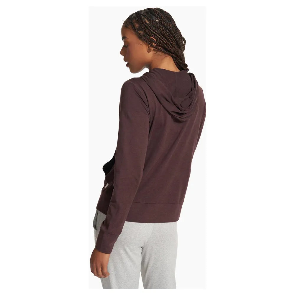 Vuori Women's Performance Hoodie 2.0 - Moisture Wicking Workout Hooded Sweatshirt in Mahogany Heather for Yoga, Running & Gym Training