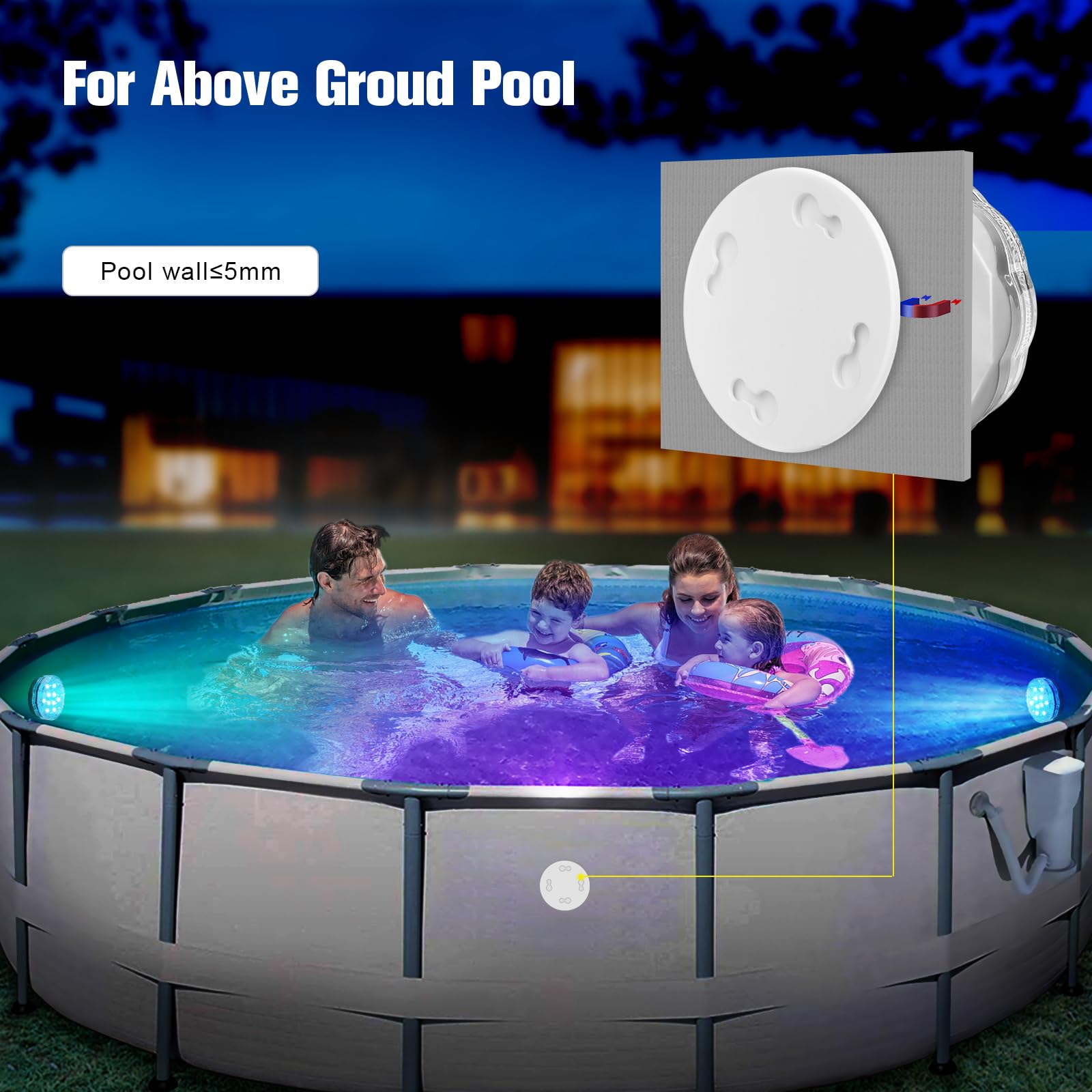 Rechargeable Submersible LED Lights with Remote Control - USB Color Changing Aquarium Lights with Magnetic Suction Cups - Waterproof Underwater Pool Lights for Inground Pools, Showers & Hot Tubs - Perfect for Aquariums, Ponds, Spas and Night Swimming (2 Pack)