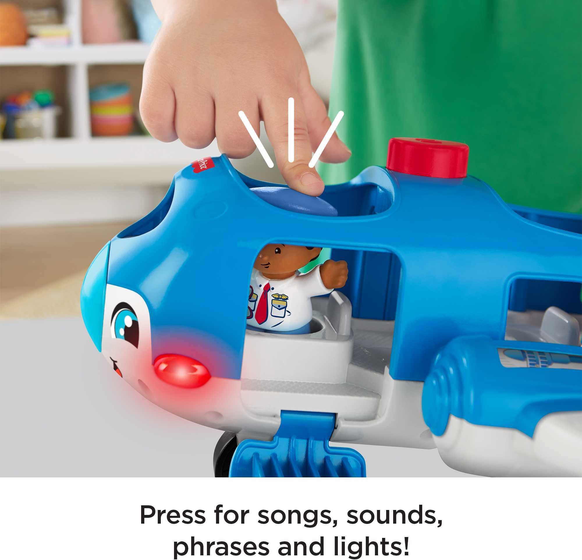 Fisher-Price Little People Airplane Toy with Lights, Music & 2 Figures - Interactive Pretend Play Airplane for Toddlers | Travel Toy for Kids, Perfect for Home & Airplane Role Play