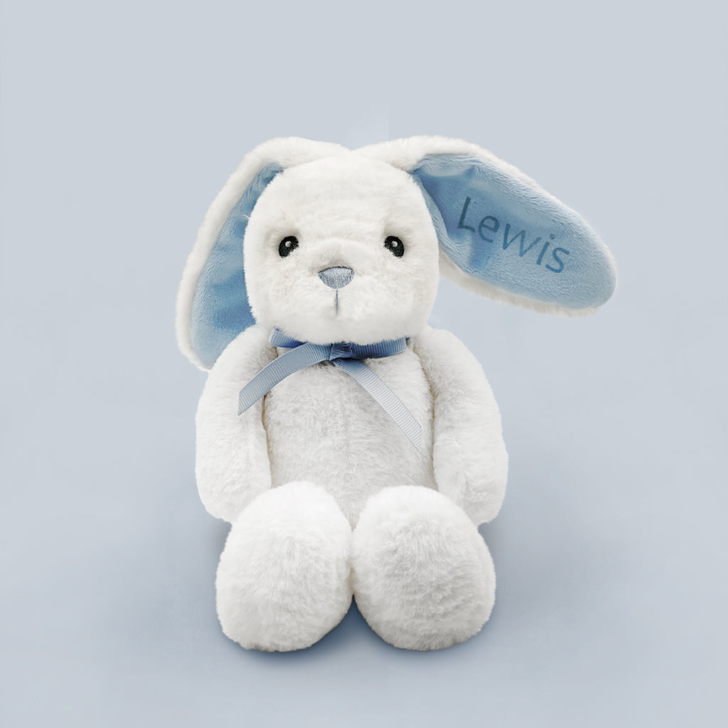 Personalized Blue Baby Bunny Plush Toy - Perfect for Newborn Gifts, Nursery Decor, and Easter Celebrations