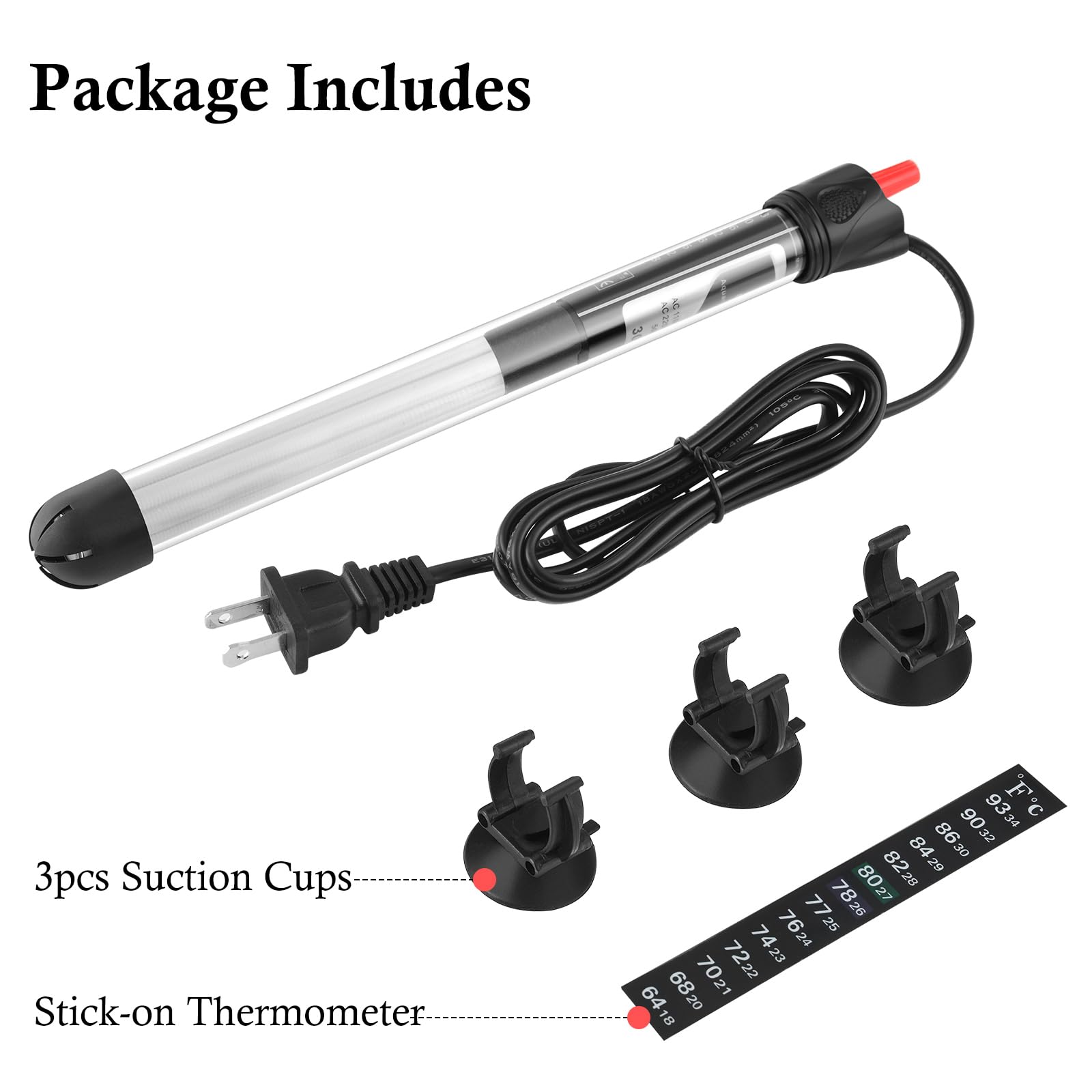 FEDOUR 50W 100W 300W Submersible Aquarium Heater - Adjustable Glass Fish Tank Heater for Freshwater & Saltwater Tanks (300W) | Perfect for Tropical Fish, Betta, Goldfish & Marine Aquariums